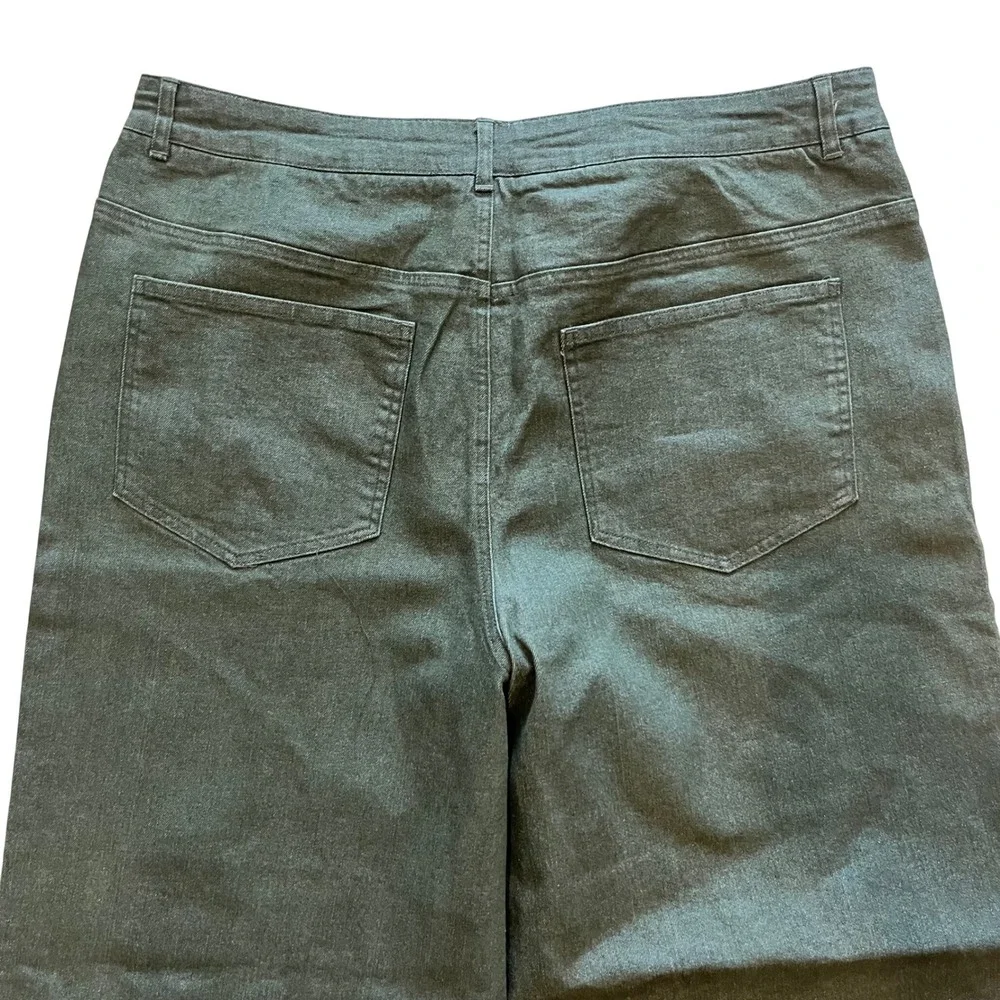 Entro Olive Green Eyelet Hem Wide Leg Jeans Plus Size 1X Scalloped Edge VV1568 - Picture 5 of 9
